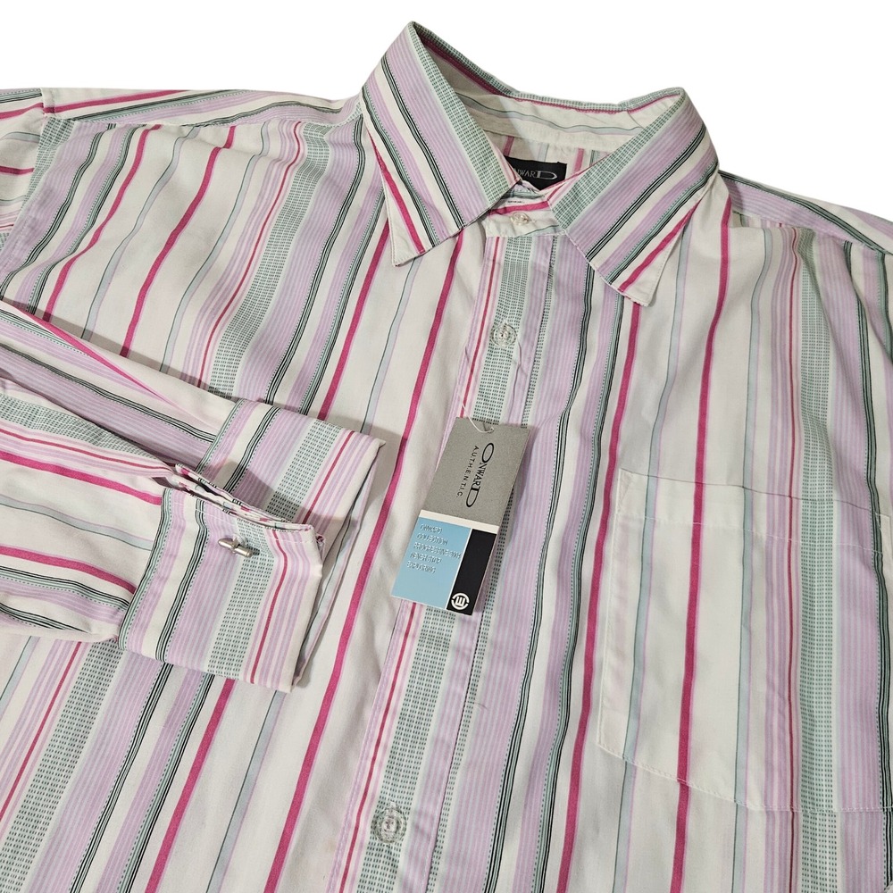 Onward Button Up Shirt Men 2XL Multi Color New Striped MAF303B Long Sleeve‎